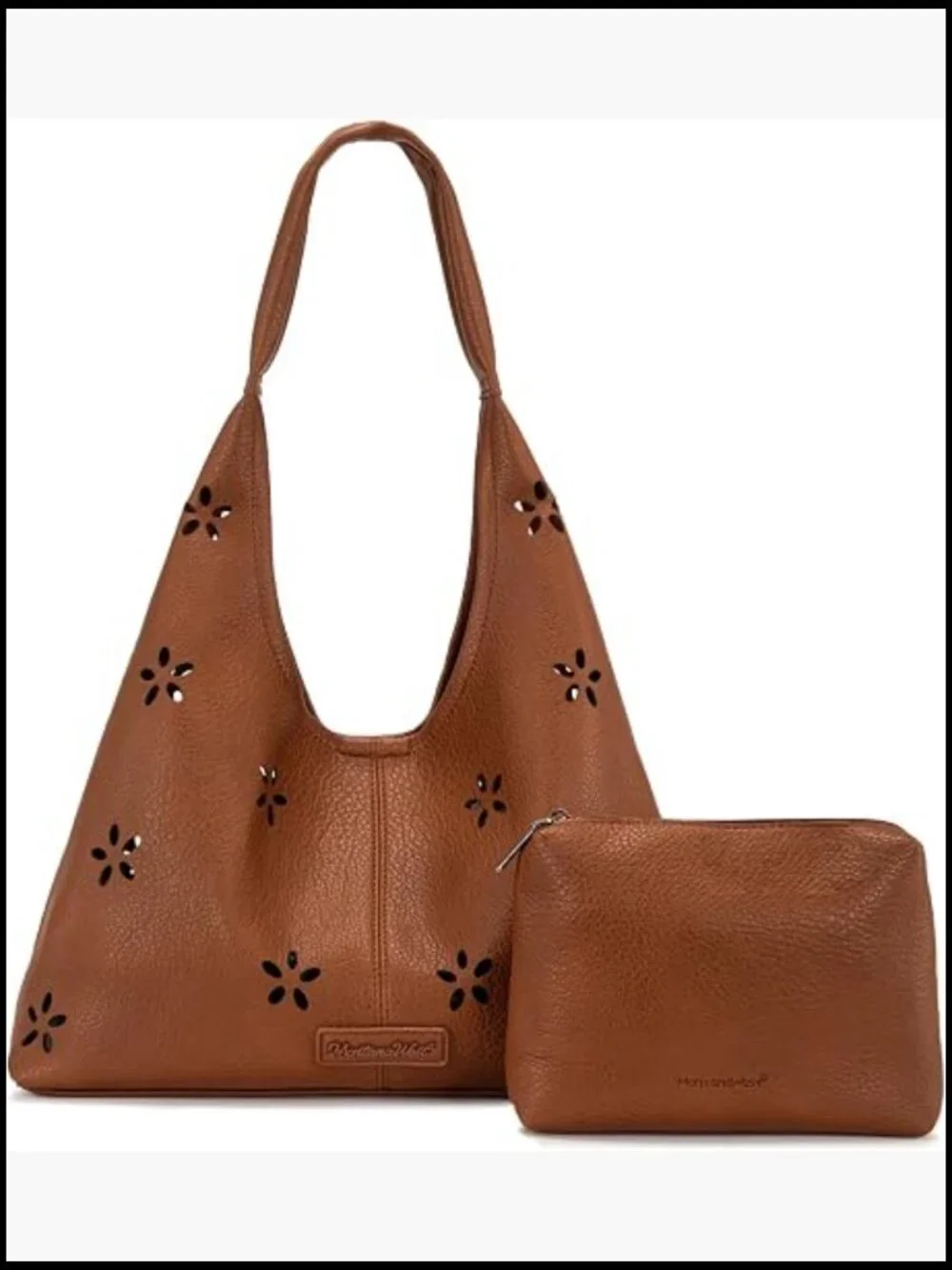 Slouchy Hobo Shoulder Bag Tote with Detachable Pouch Lightweight Faux Leather